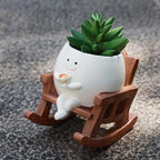 Cutiepotsy Walter & Rose — Rocking Chair Planter, character plant pot
